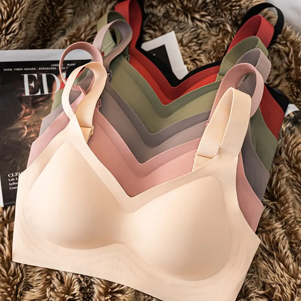 

Solid Color Tube Top Underwear Sexy Jelly Soft Support No Steel Ring Push Up Bra Breathable Thin Bra Women Underwear Female's