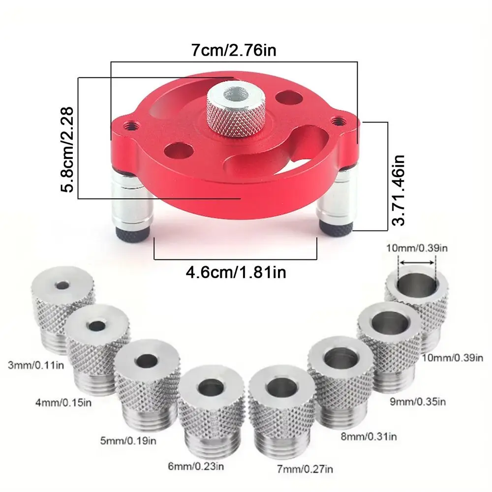 Комплект приспособлений для вертикальных дюбелей 3-10 мм, вертикальное позиционирование со стальной втулкой 3/8, самоцентрирующаяся направляющая для сверла, локатор из алюминиевого сплава