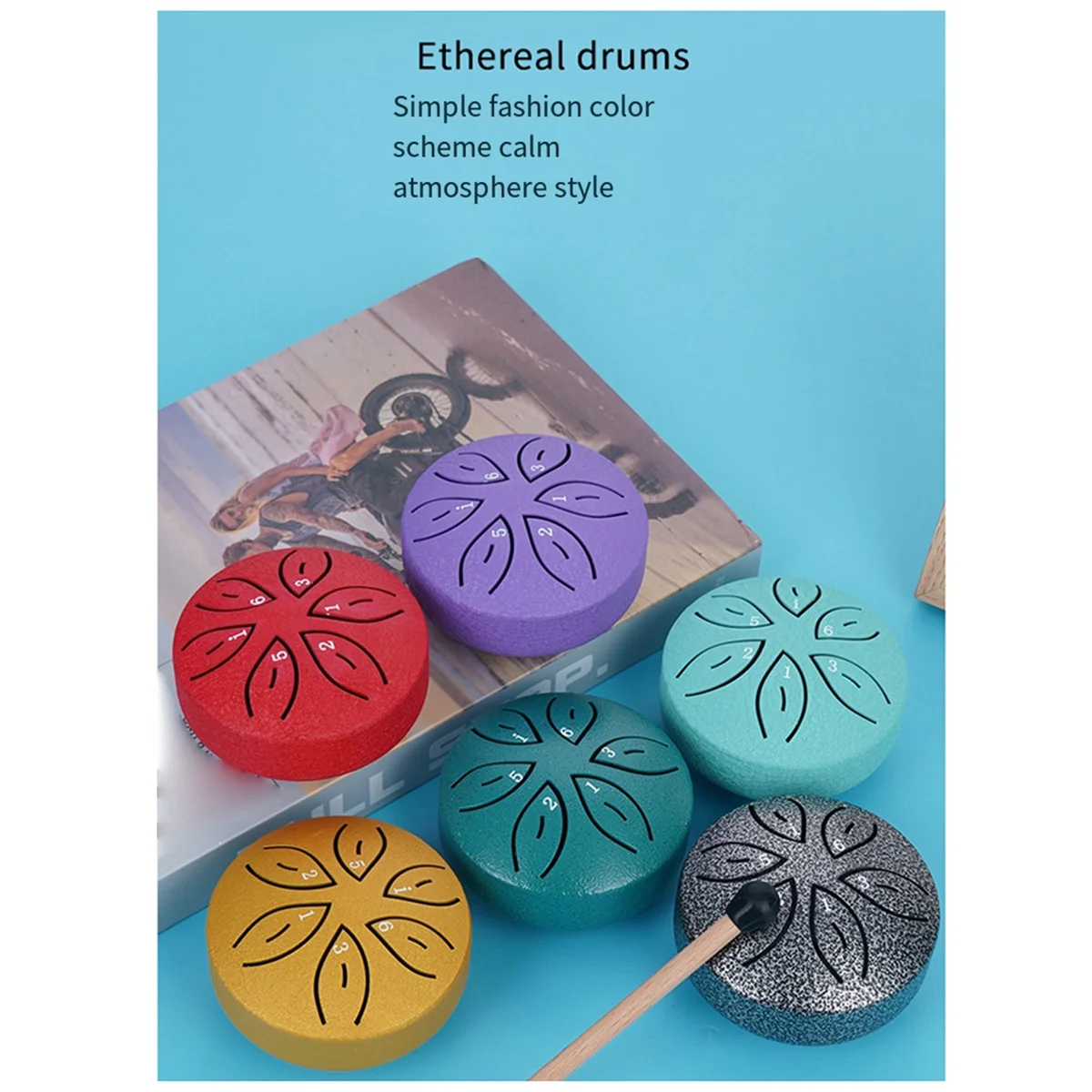 ABYB Children'S Musical Instruments Orff Instruments Crafts Mini Hollow Drum 3 Inch 6 Tone