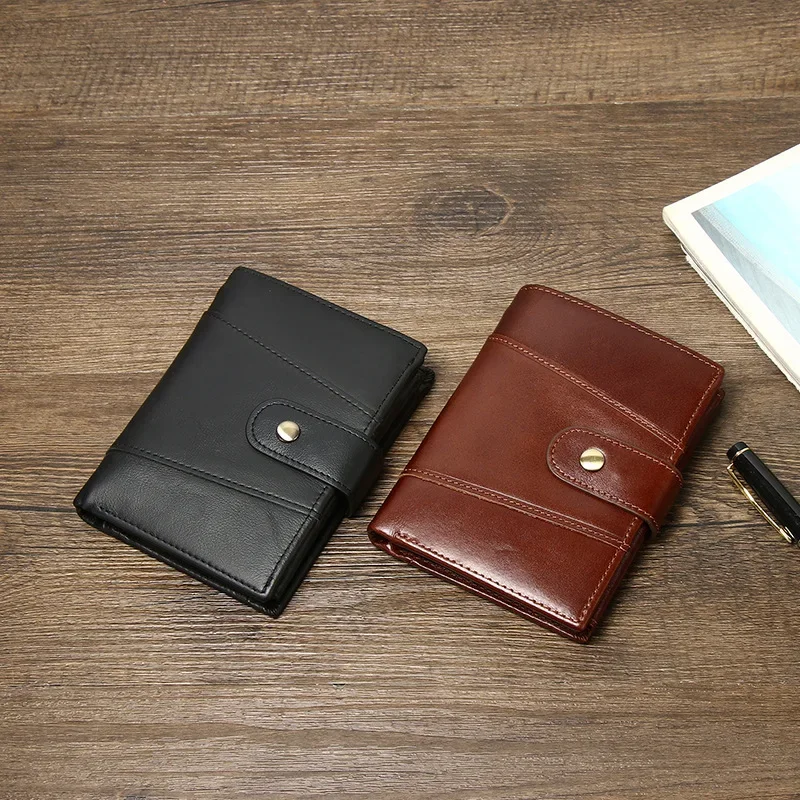 

2026 New Fashion Business Men's Cow Skin Wallets Genuine Leather Short Organizer Wallet Boy Brand Luxury Card Holder Purse