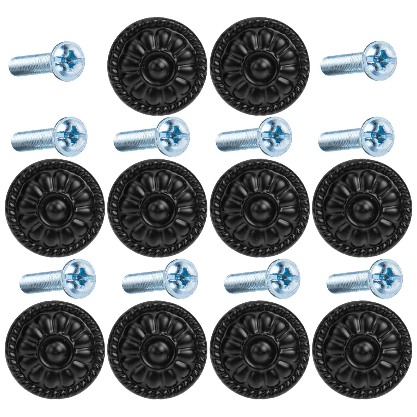 10Sets Black Round Door Knobs Aluminum Alloy Pull Handles for Cabinets Cupboards Drawers Wardrobe Bathroom Furniture Easy