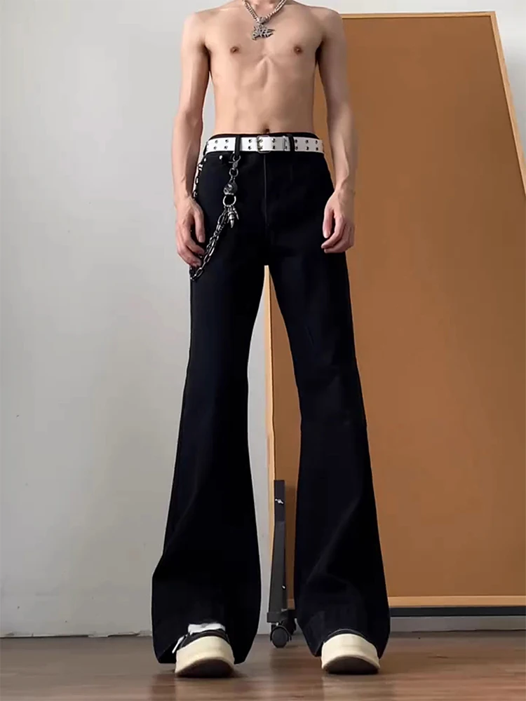 

Bla Мужские джинсы с высокой талией и подтяжкой American Sle, утягивающие брюки, удлиняющие прямые брюки, расклешенные брюки, молодежные модные