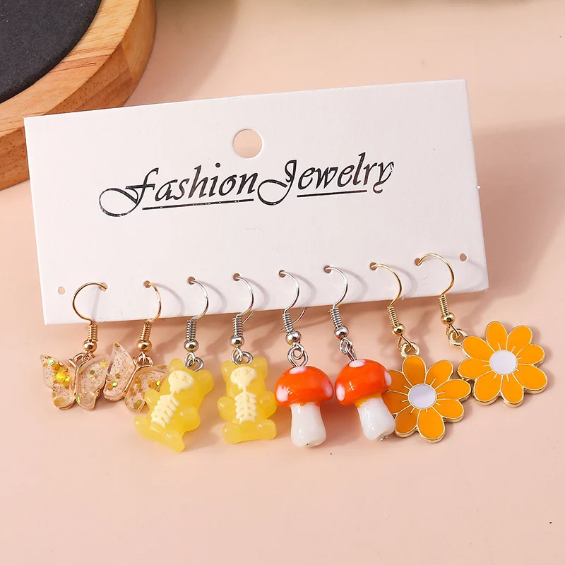 Aihua Cartoon Wolke Ente Ohrringe Set 3D Tier Niedlichen Schmetterling Bär Baumeln Ohrringe für Frauen Mädchen Kinder Trendy Schmuck Geschenke – Detail 5