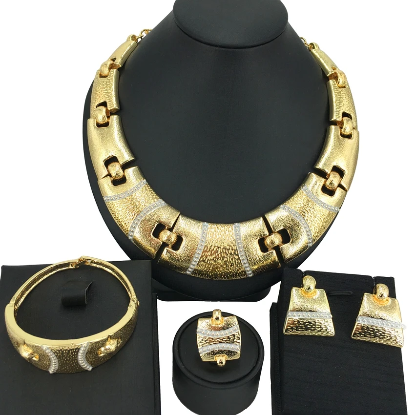 Big Italian Gold Plated Huggie Style Bold Jewelry Sets For Women FHK14774