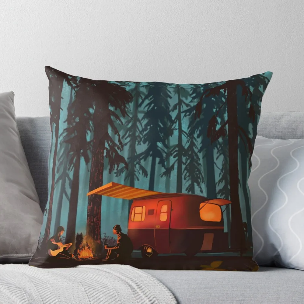 retro twilight camping Throw Pillow Christmas Pillow autumn decoration christmas ornaments 2024