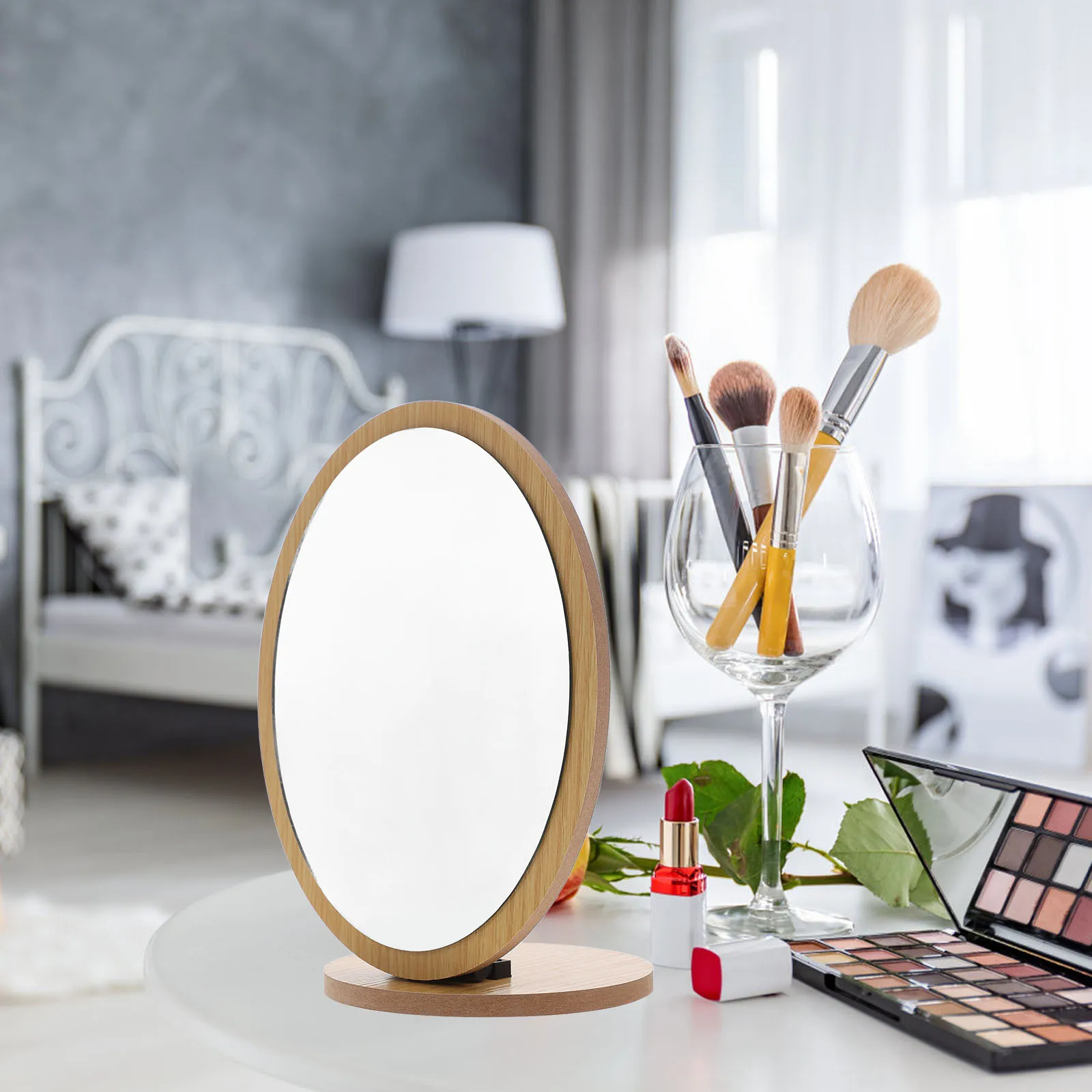 1 pçs espelho de maquiagem dobrável espelho de mesa resistente a riscos estilo chique para quarto banheiro mesa