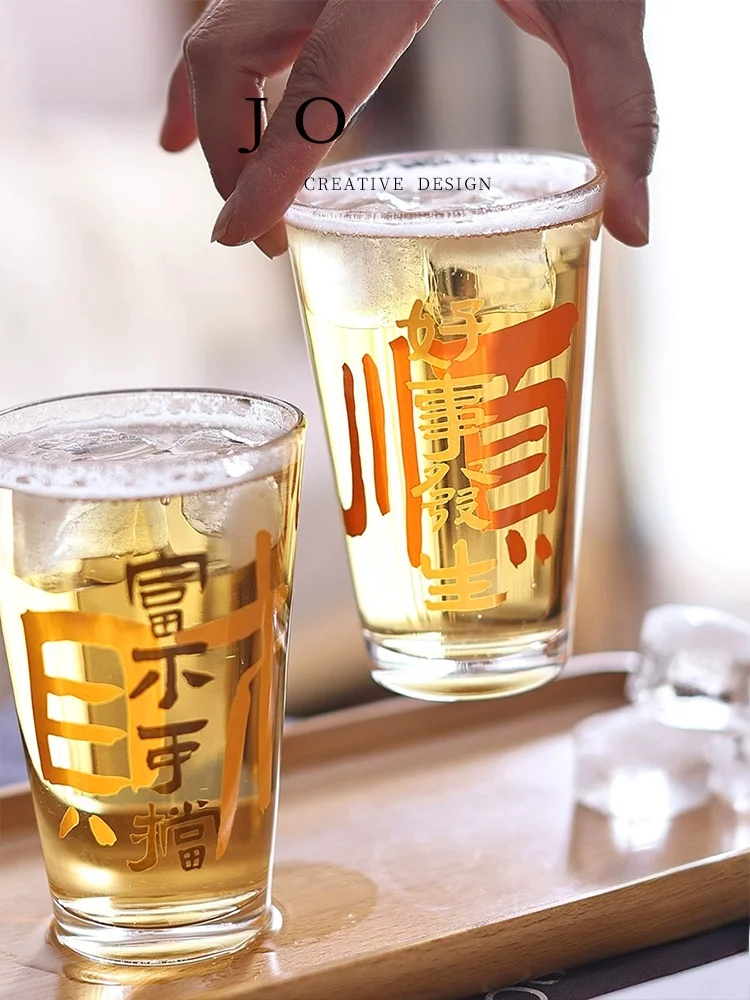 

Original JOJOS L PDSword Glass Beer Mug Good Things Happen in Chinese Sle Home Restaurant Use Beer Glass Cup without Brand
