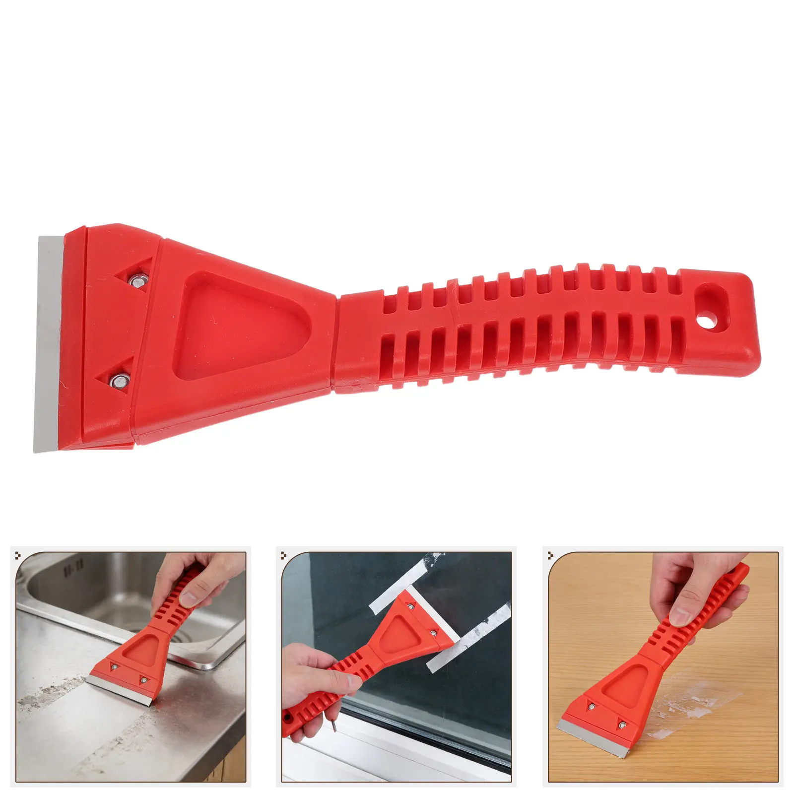 

Multi-Purpose Cleaning Scraper Tool 5.31 Ergonomic Non-Slip Handle 3 Wide Stainless Steel Blade for Kitchen Counter Grout