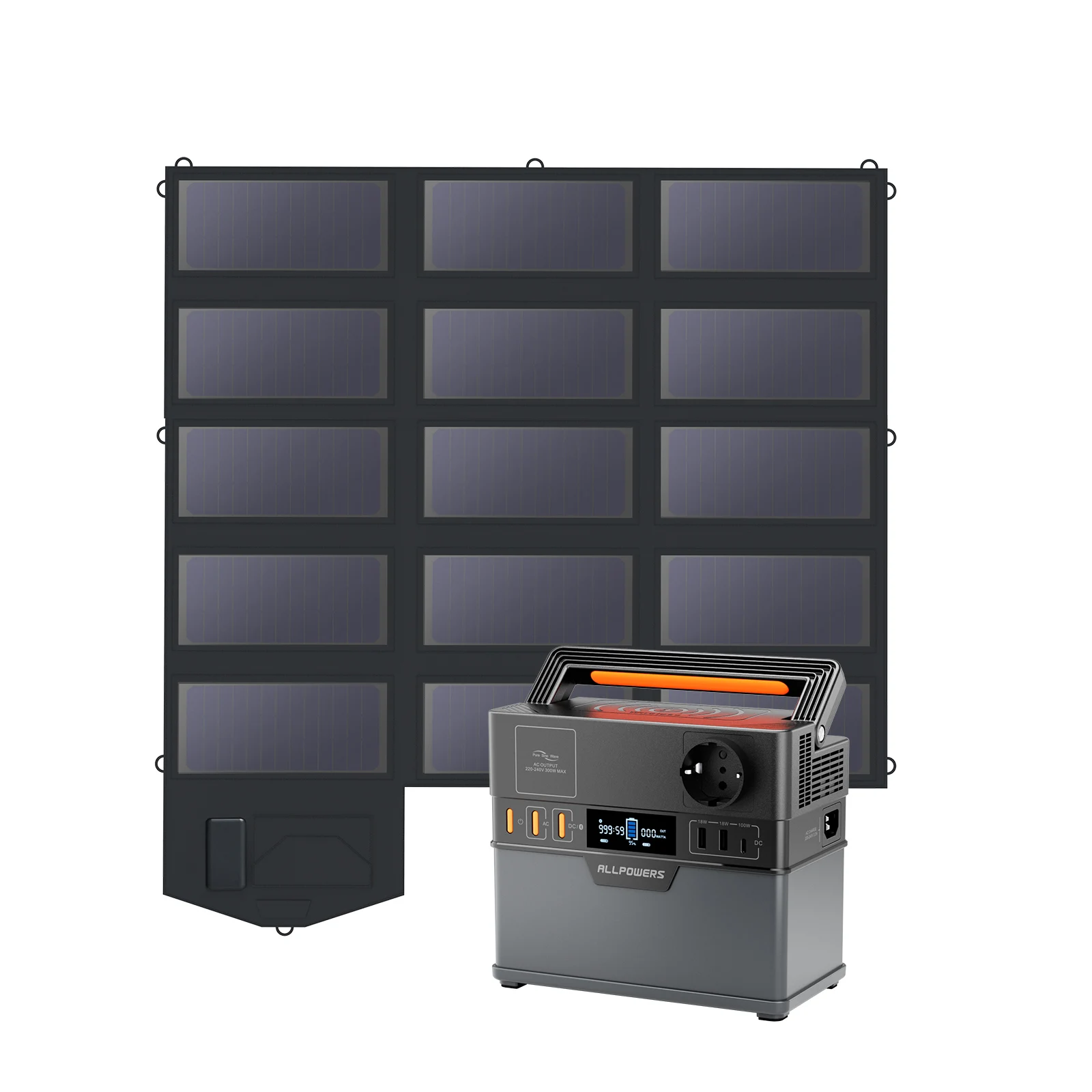 ALLPOWERS S300 PLUS Portable Power Station 288Wh Solar Generator & SP012 100W Foldable Solar Panel for Travel Camping RV Garden