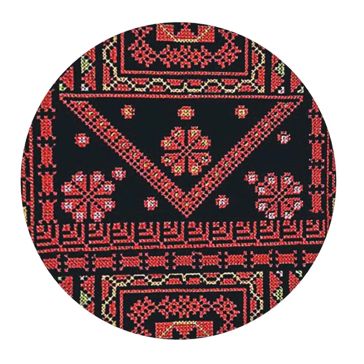

Three Flowers Palestinian Embroidery Round Mouse Pad Computer Keyboard Mouse Mat Gaming PC Desk Mat Office Accessories TableMats