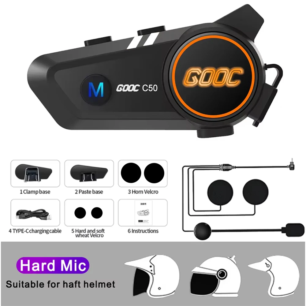 Bluetooth 5.3 Helm Headset Draadloos handsfree bellen Telefoonkit Motorfiets Waterdichte oortelefoon MP3-muziekspeler Luidspreker voor Moto