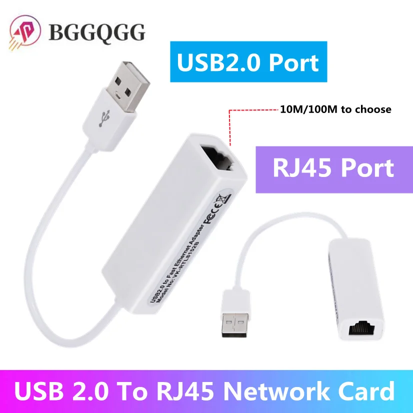 Portable USB 2.0 To RJ45 Network Card 10/100Mbps USB To RJ45 Ethernet Lan Adapter for PC Laptop Windows XP 7 8