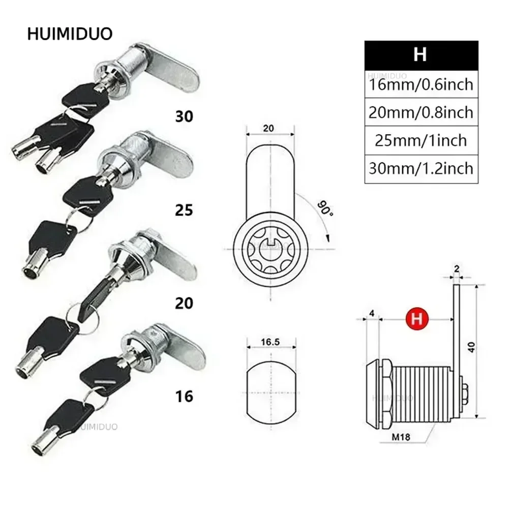 16/20/25/30mm Drawer Cabinet Locks With 2 Keys Lock Furniture Hardware Door Cabinet Lock For Office Desk Letter Box Cam Locks