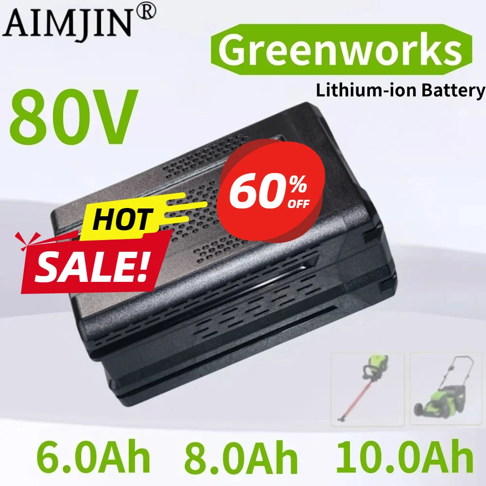 Pour Greenworks 80V batterie Rechargeable de remplacement 6.0/8.0/10.0Ah batterie Lithium-Ion pour GBA80200 GBA80250 GBA80400 GBA80500