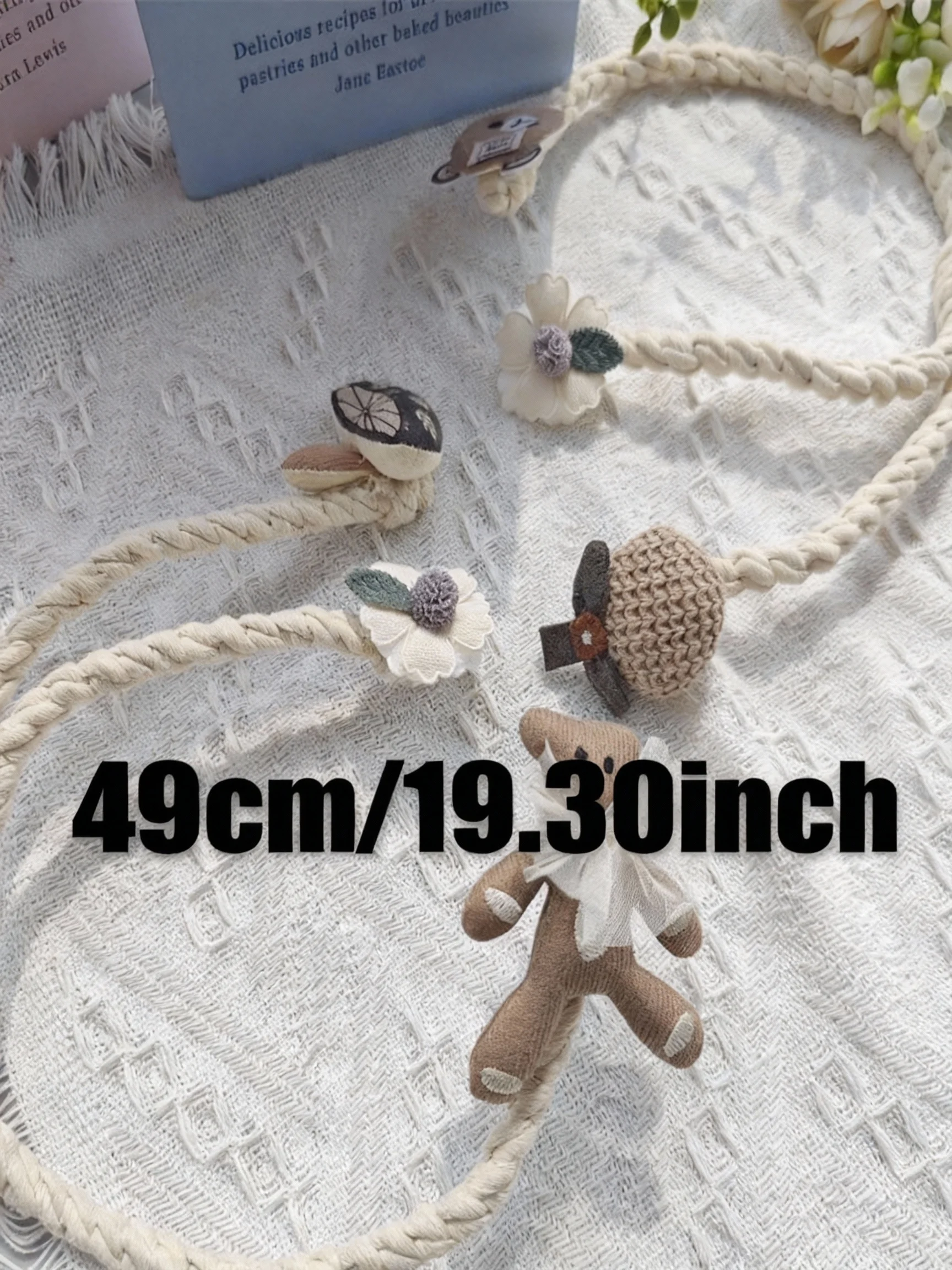 2 قطعة الدب الكرتون لطيف وزهرة رباط للستائر ، محبوك ربطات الستائر الناعمة ، حبال الستار ديكور المنزل على شكل قلب بناتي