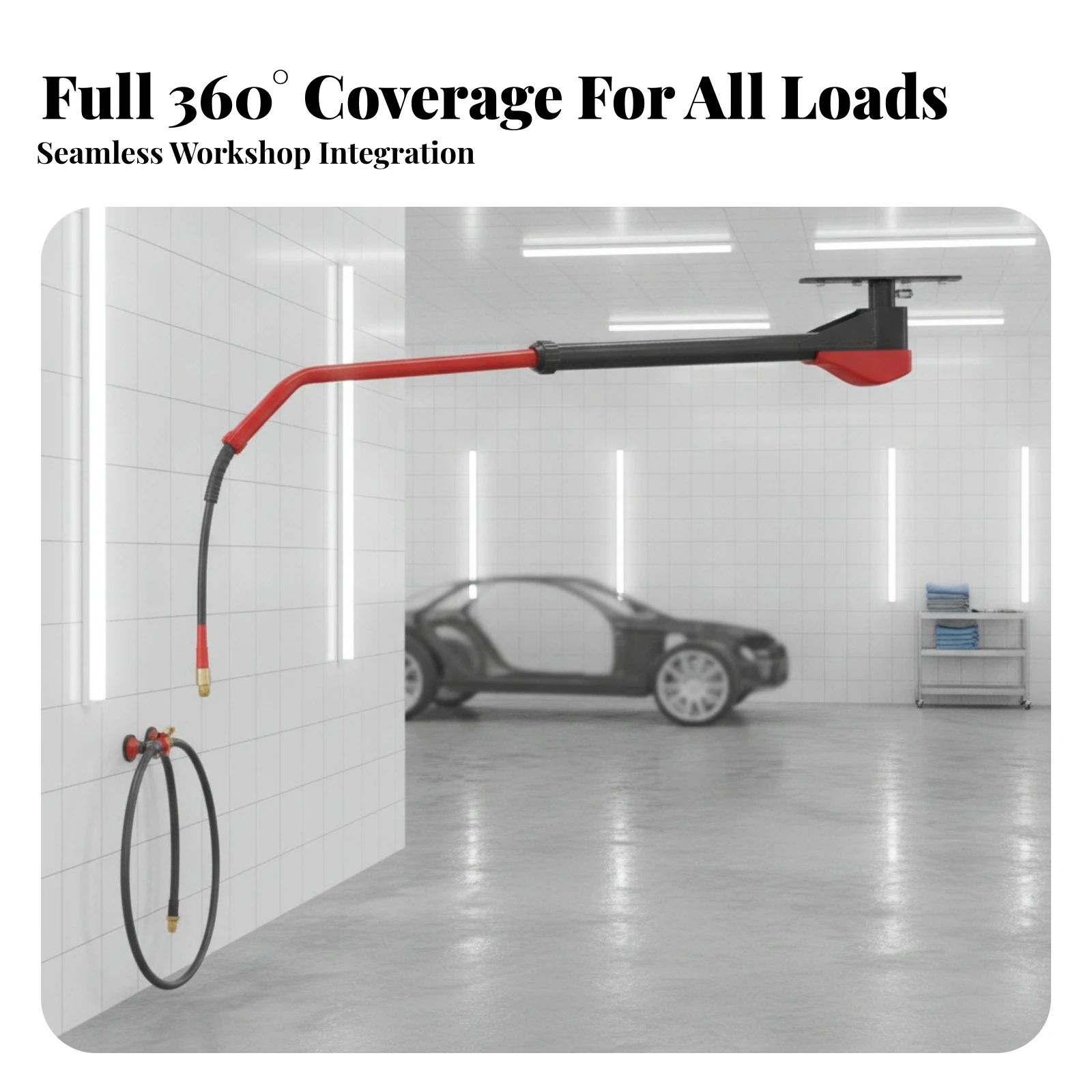 High-Pressure Swivel Arm Aluminum Alloy Telescopic Wash Arm Hardware for Detailing Bays, Garage