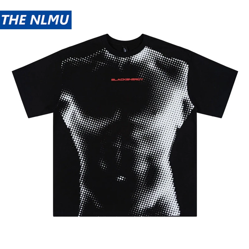 Men's Creative 3D Print Short Sleeve T-Shirt High Street Streetwear Loose Tee Hip Hop Casual Top