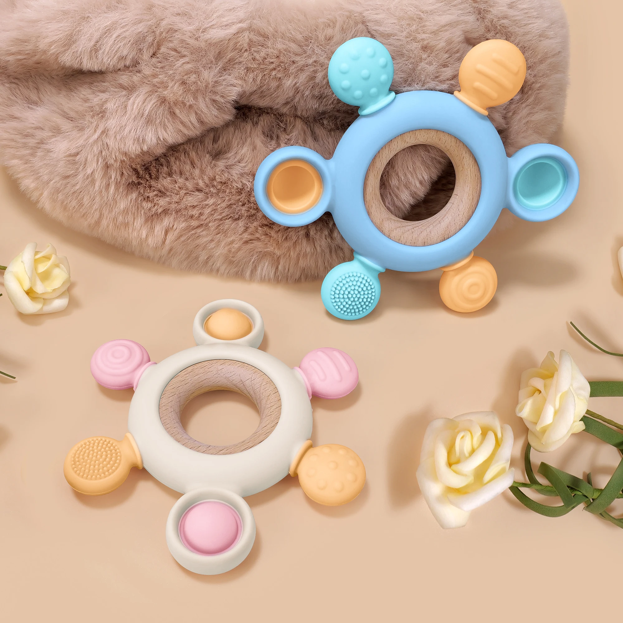 Cute Teether Gum Pain Relief Teether Toys 1pcs Baby Silicone Teether Toys Children Sensory Puzzle Toys