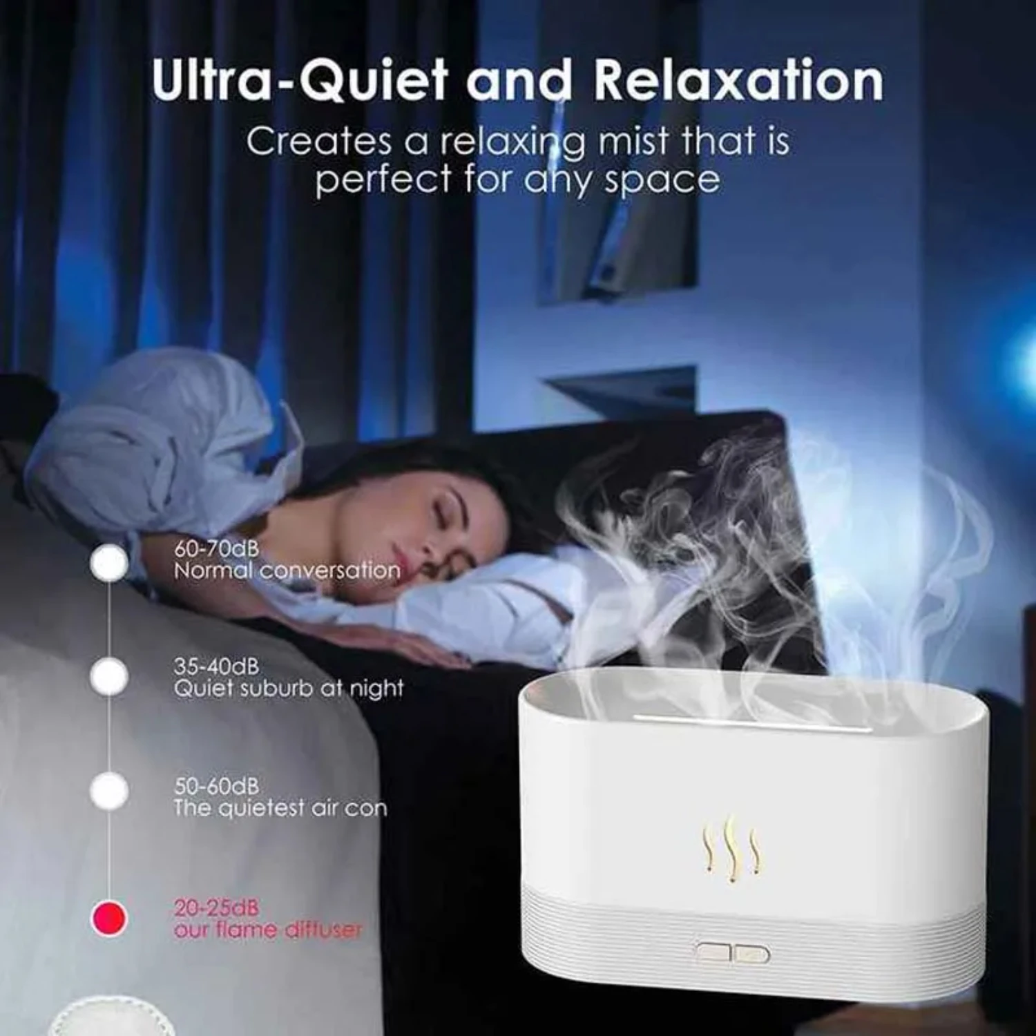 USB Flame Effect Air Humidifier - Support for Essential Oils - Flame Room Diffuser - Fire Flame Effect Air Humidifiers