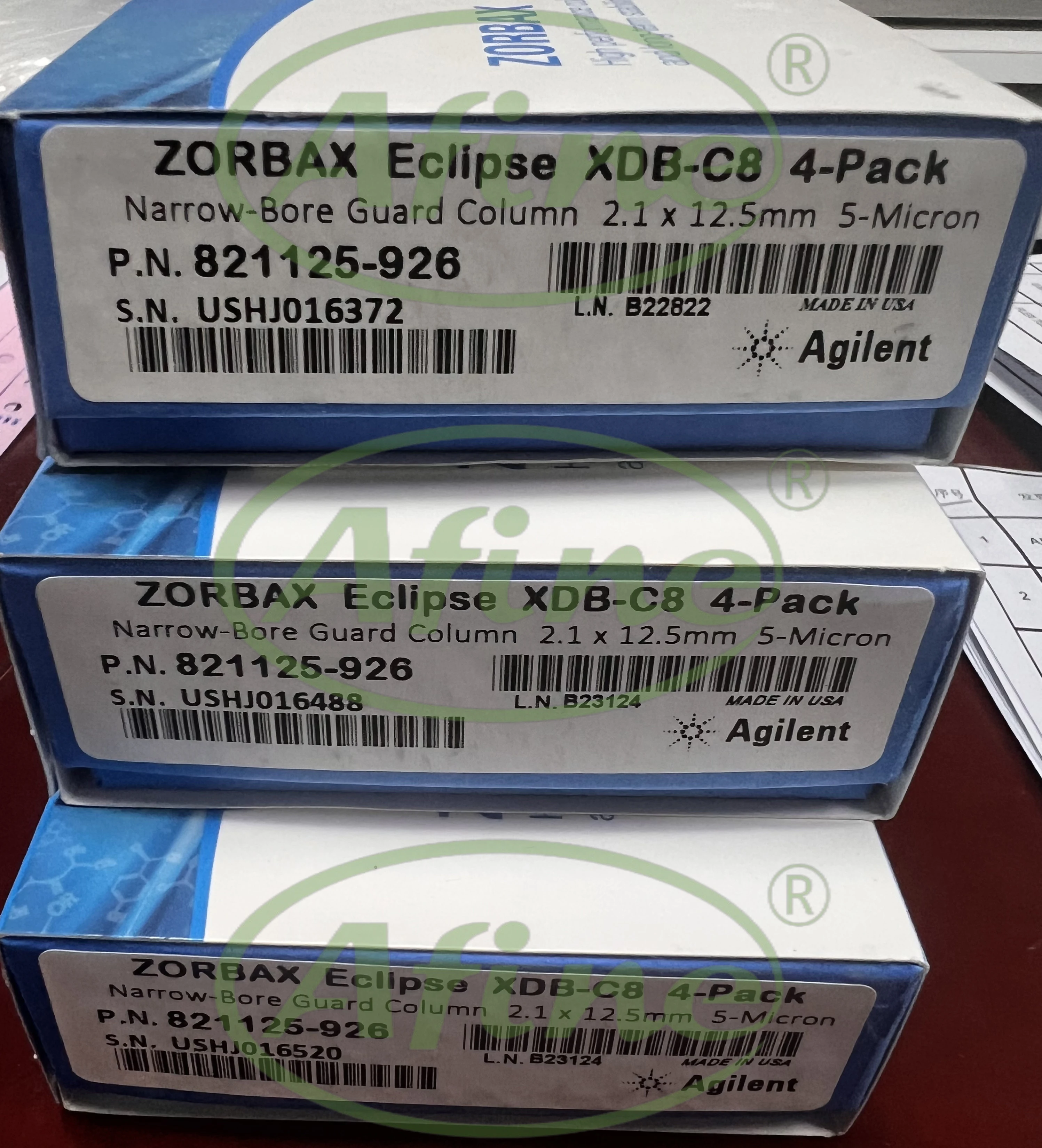 AFINE Agilent ZORBAX Eclipse XDB-C8,821125-926,2.1 x 12.5 mm, 5 µm, 400 bar,ZGC,4/package