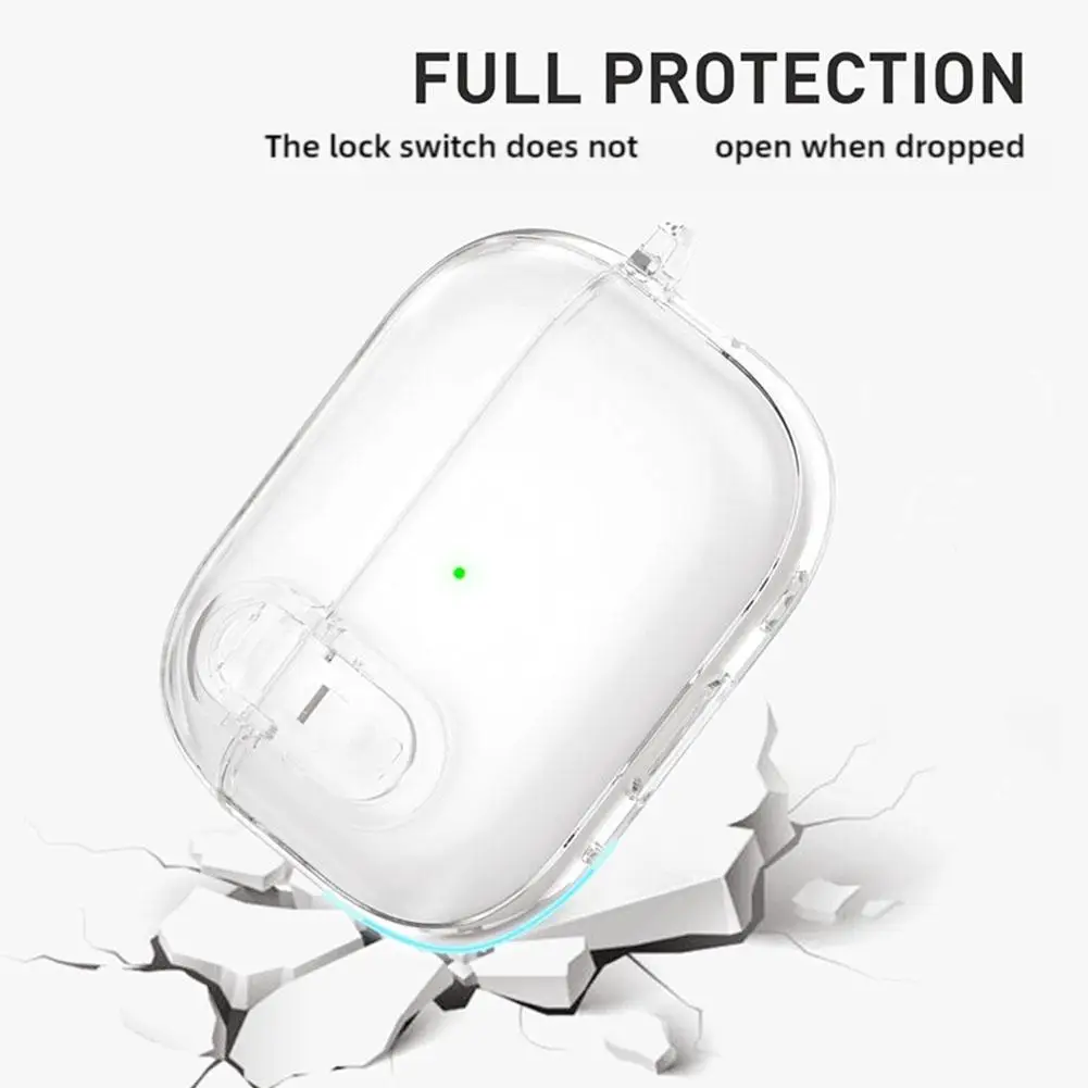 For Apple AirPods 4 Clear Soft TPU Transparent Case Full Protection Cover With Lanyard Shock Resistant Protective Shell
