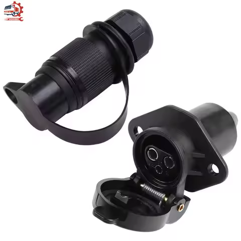 AOHEWEI Round 3 Pin Trailer Socket Connectors Interface Adapter For Caravan Truck 12v Motorhome Power Cord Socket Connector