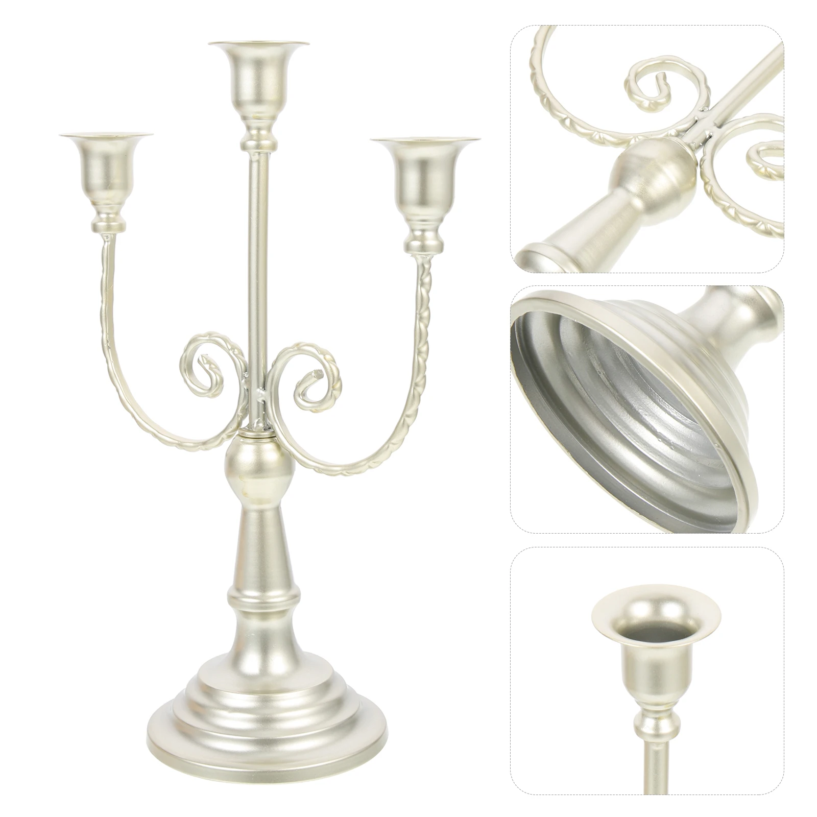 

European Style 3-arms Candlestick Retro Metal Candelabrum Christmas Decor Iron Centerpiece Table Adornment Holder