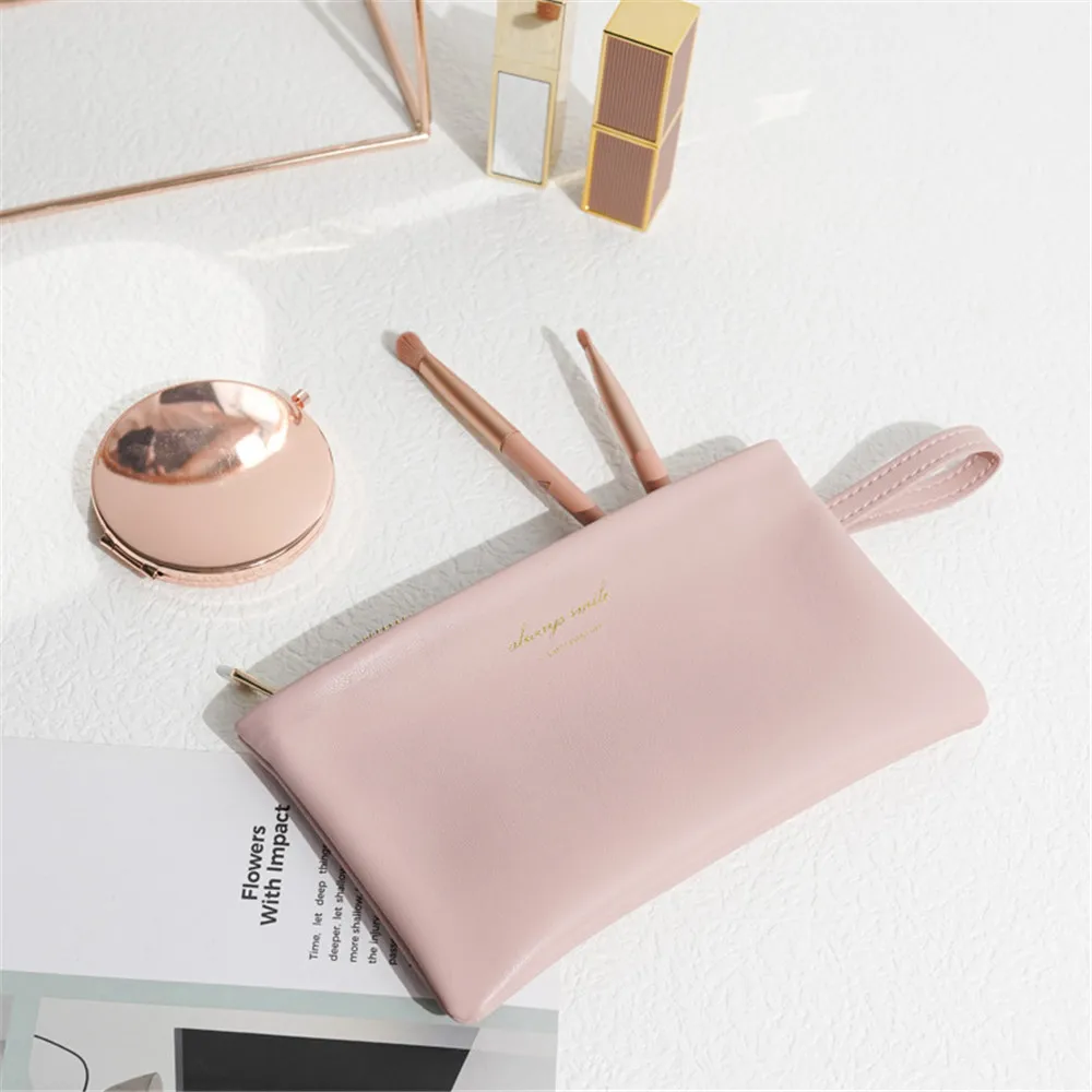 

Portable PU Soft Leather Small Bag Cosmetic Bag Mobile Phone Protective Cover Mini Change Sundries Lipstick Storage Easy Carry