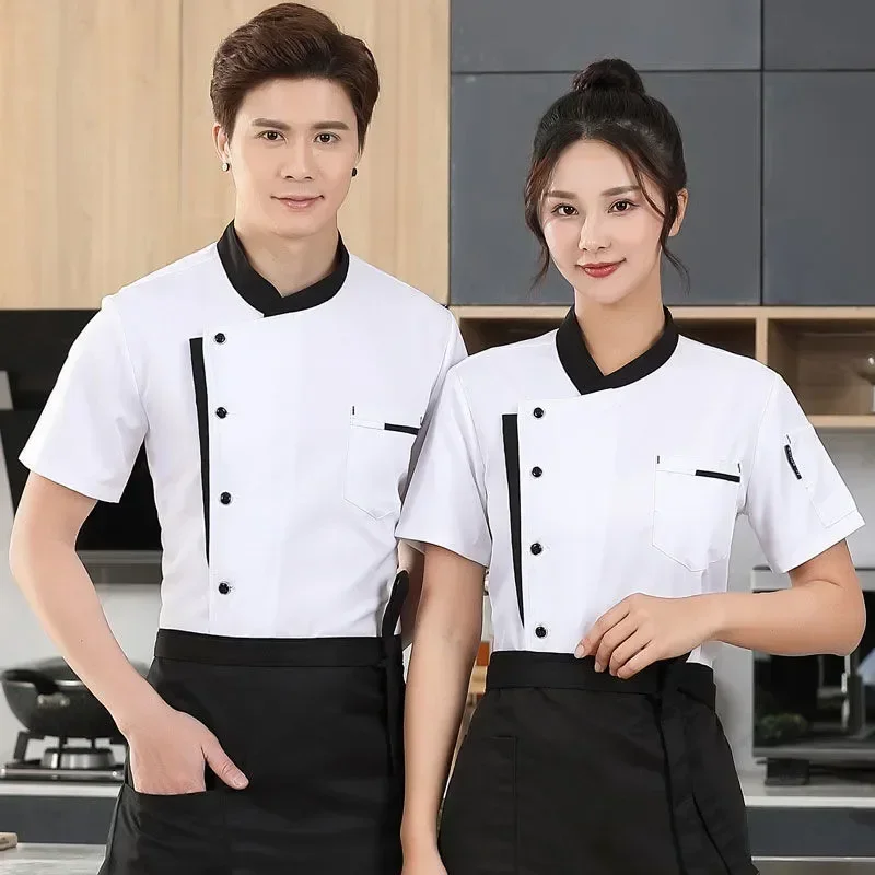 Fast Sleeve Work Tops Jacket Men For Cooking Cafe Restaurant Bakery Short Kitchen Uniform Chef Long Wear Hotel Food Top