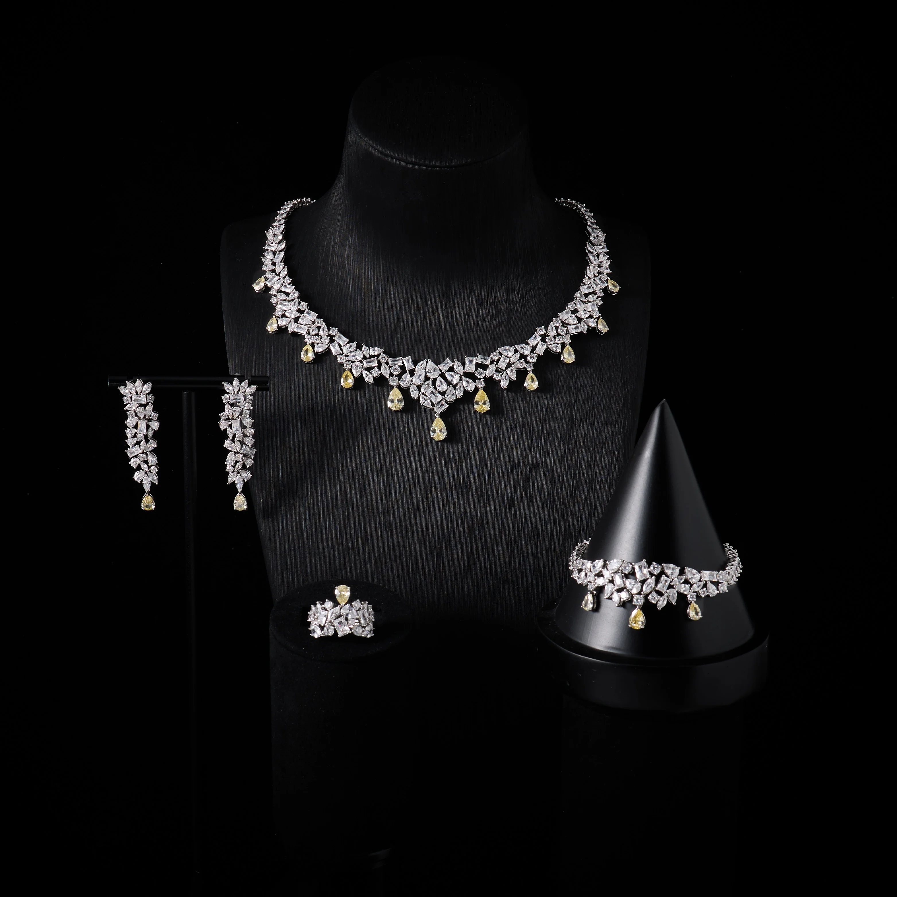 IN JEWELIFE Luxury Color Fancy Yellow Cubic Zirconia High Quality Pink Jewelry Set Women Elegant Sets Necklaces Woman Trend