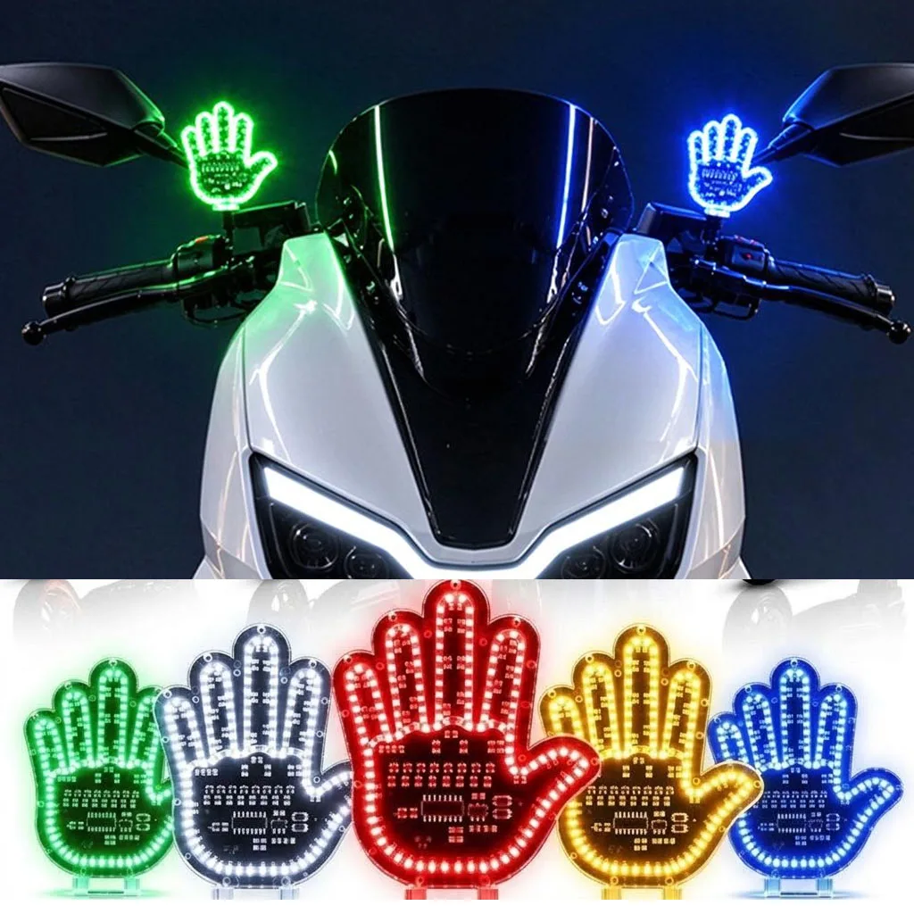 Car LED Illuminated Gesture Light Car Finger Light Road Rage Signs Middle Finger Gesture Light Hand Reminder Lamp