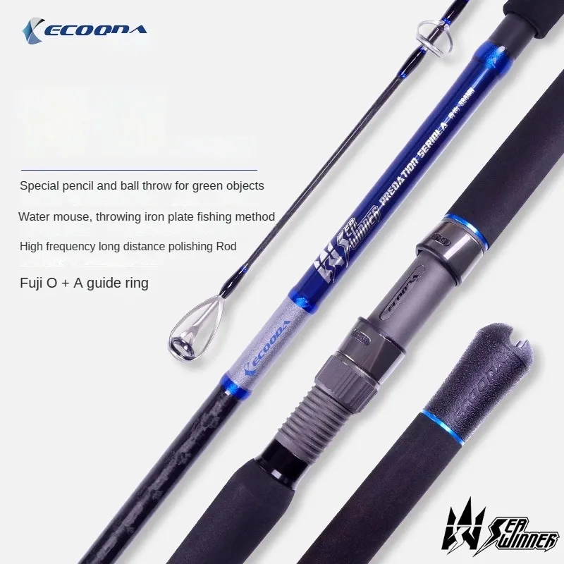 

ECOODA Japan All Fuji Boat Fishing Rod 2.4m 2.54m 2 Sections High Carbon Popping Spinning Fishing Rod For Tuna GT Lure 30-120g