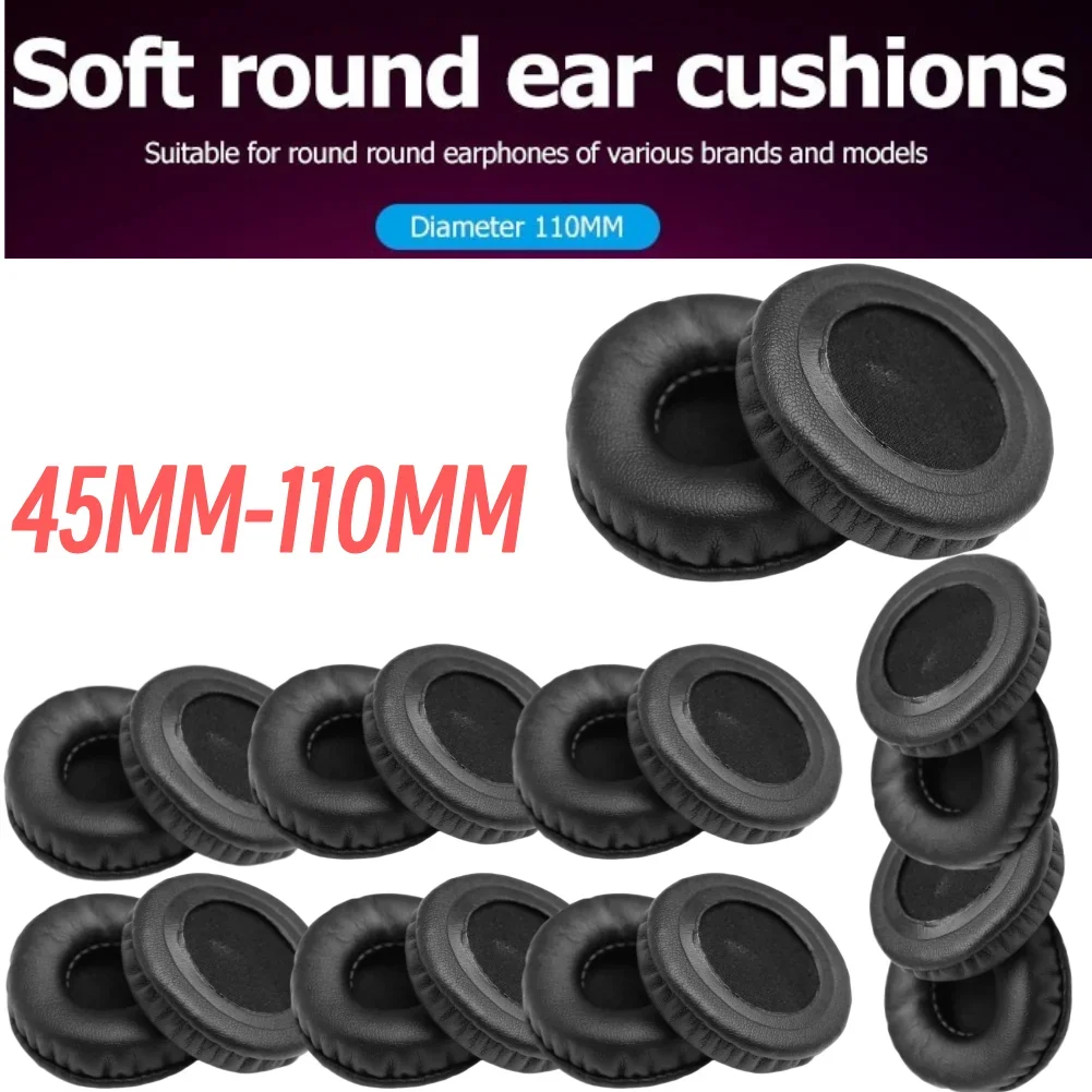 1 Paar universelle 45 mm-110 mm runde Headset-Ohrkappen aus weichem PU-Protein, Ersatz-Headset-Kissen für Sony AKG Sennheiser Philips