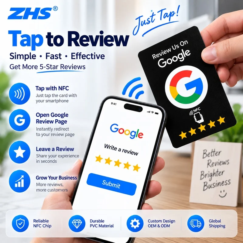 NTAG215 13.56MHz Google Review Tap NFC Card Reusable, Quick Customer Feedback For Local Business