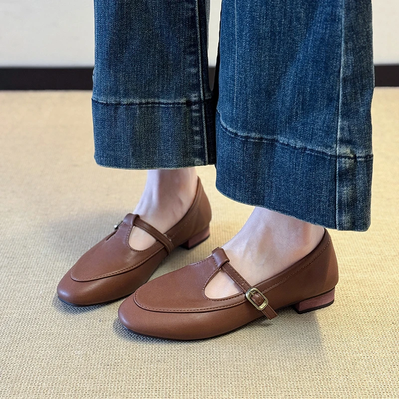 Apartamentos femininos mocassins sapatos casuais tênis rasos mary jane sapatos 2025 verão novas sandálias andando de couro zapatillas de mujer