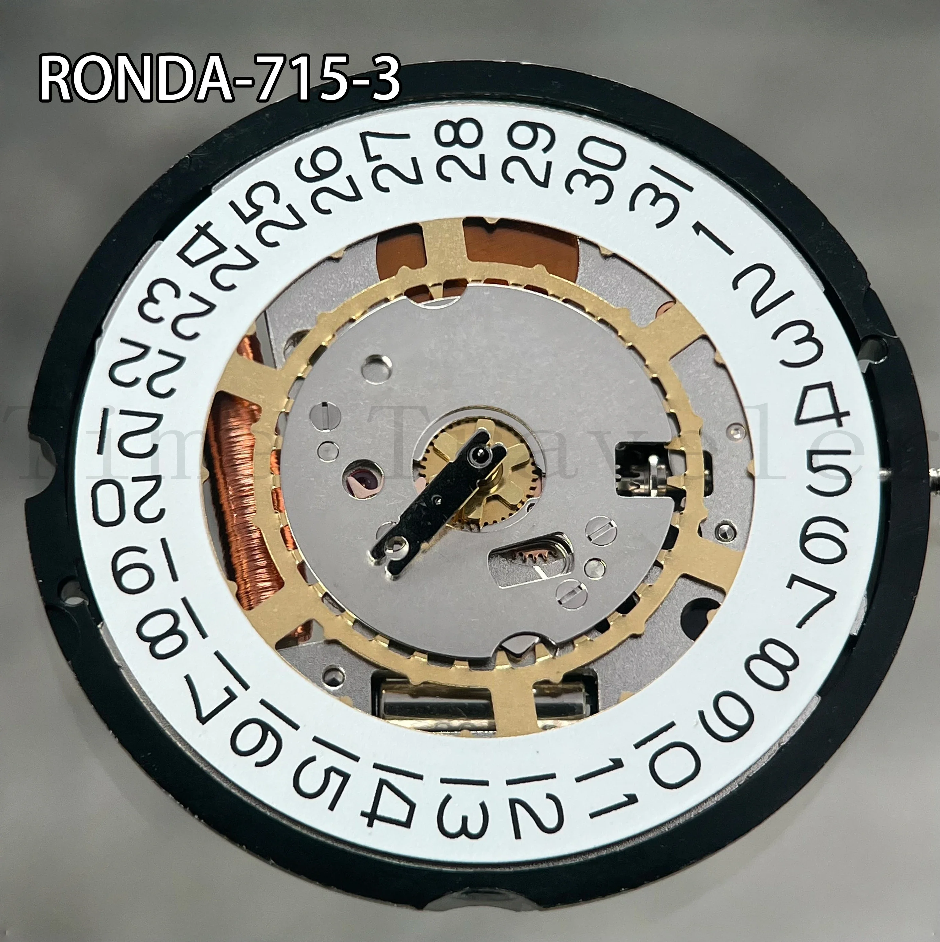 Ronda 3 Hand Quartz Watch Movement HQ715-3B/6B Date At 6:00 Black Date Dial Overall Height 4.0mm