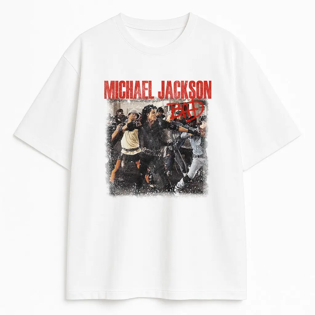 Michael Jackson Bad Album T-shirt Men and Women Summer Cotton Clothing Casual Fashion Round Neck Short Sleeved Tee Streetwear