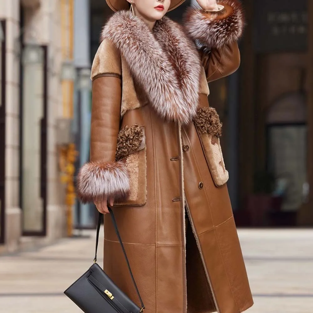 スリムロング本革ジャケット女性ファッションソリッドボタンコート女性エレガントなネクタイベルトウエストポケットジャケット女性レディース