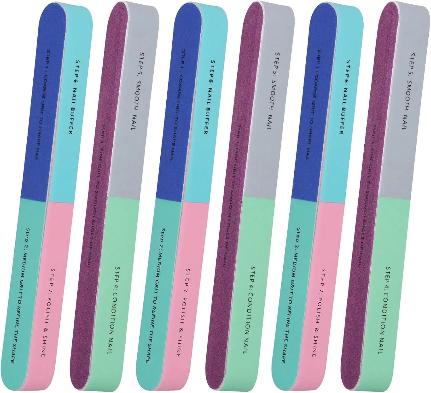 1/5Pcs Nail File Seven Sided Polishing Tools Manicure Pedicure Professional Files Nail Art Sanding Buffer Block Nail Tools