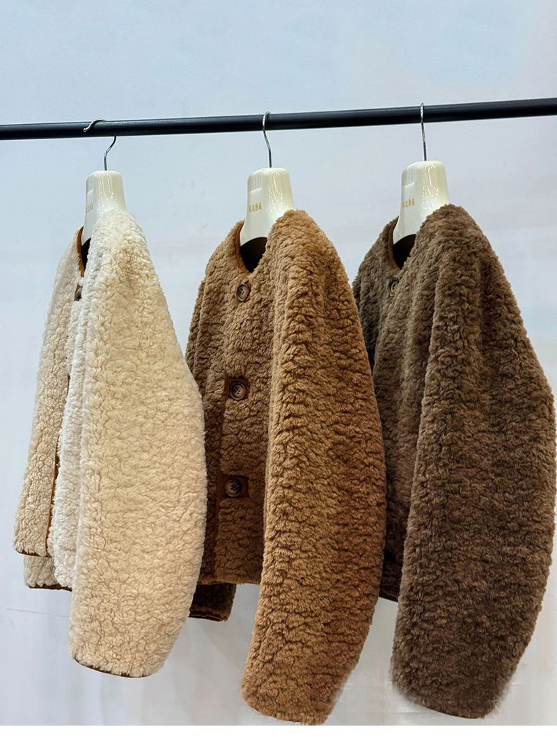 ZADORIN Chic Double Faced Short Brown Faux Fur Coat Woman Fall Winter Warm Lamb Fur Faux Coats Teddy Coat Woman Fur Jackets Tops view 5