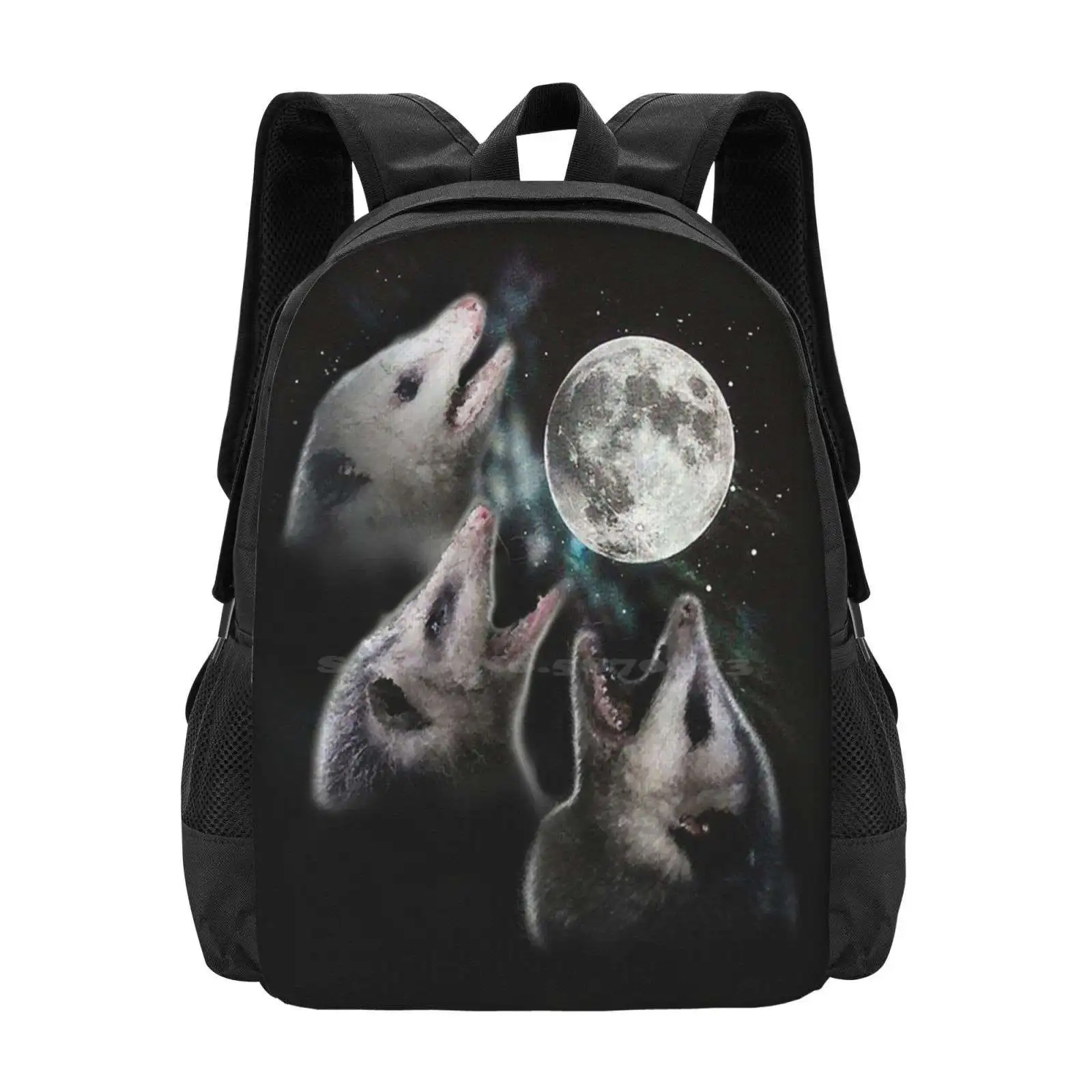 3 Opossum Moon Backpack For Student School Laptop Travel Bag Opossums 3 Opossum Moon 3 Triple Moon Screm Scream At Own Ass