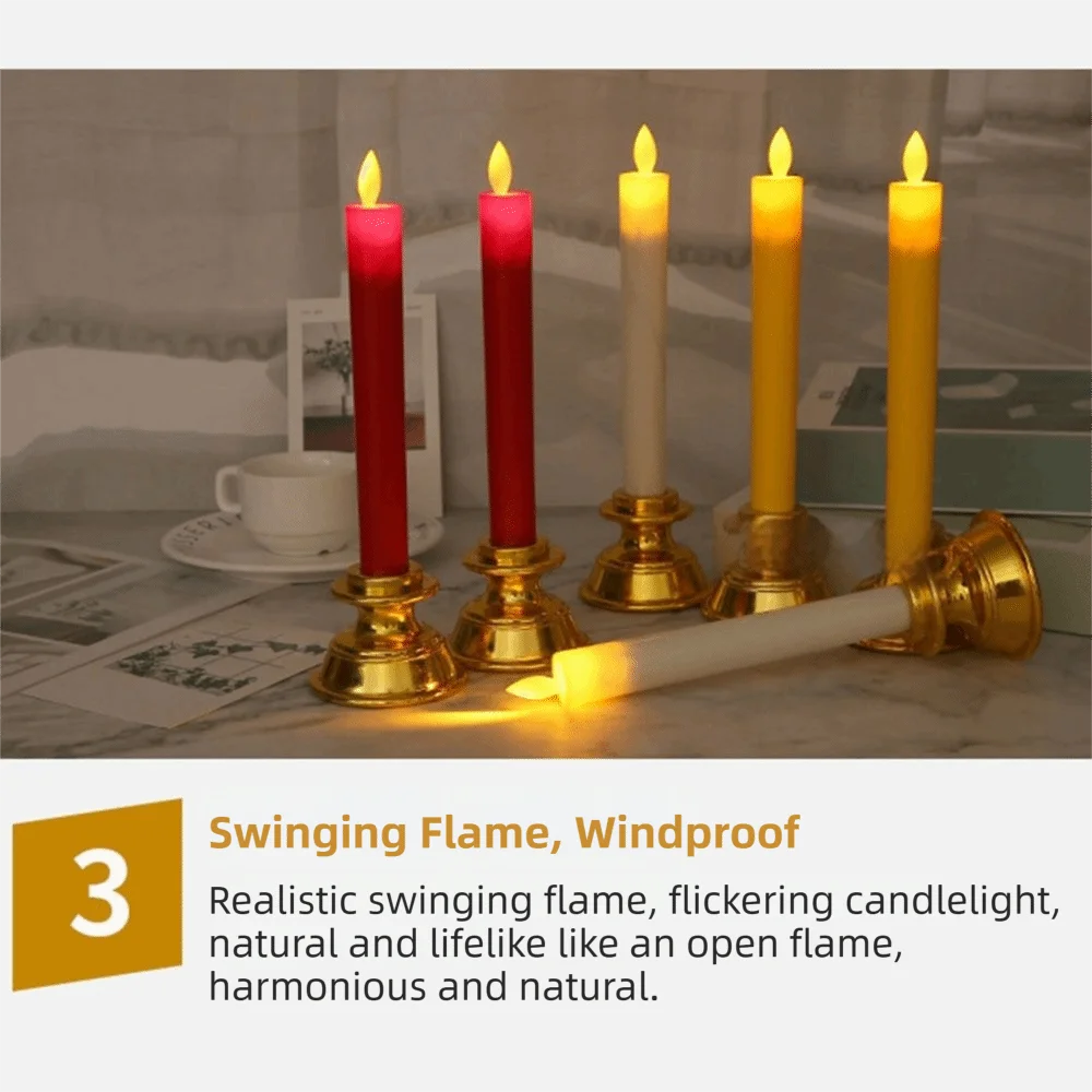 2Pcs Creative Electronic Candle Light Cordless Flameless Swing Flameless Candles Portable Decorative Simulated Candle Light