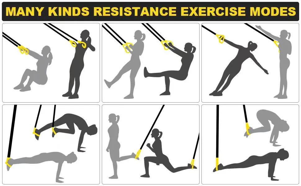 Widerstandsband-Set mit Griffen und Türanker, Heimtrainingsgerät für Frauen und Männer, Körpergewichts-Fitness-Trainingskit – Detail 2