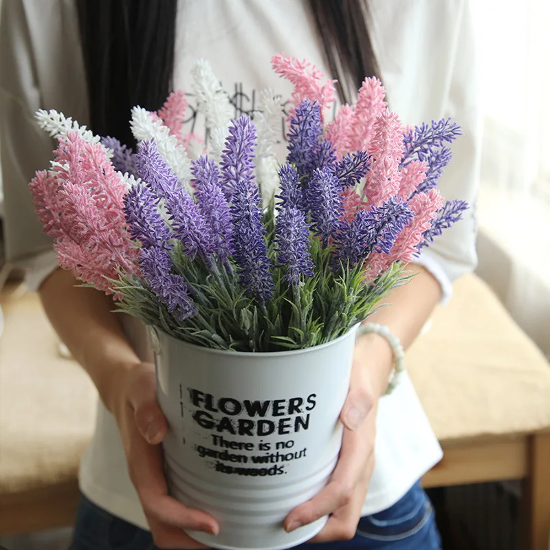 

Artificial Flower Simulation Plant Lavender Plastic Home Decoration Wedding Bridal Bouquet Plant Wall Accessories Fake Flower