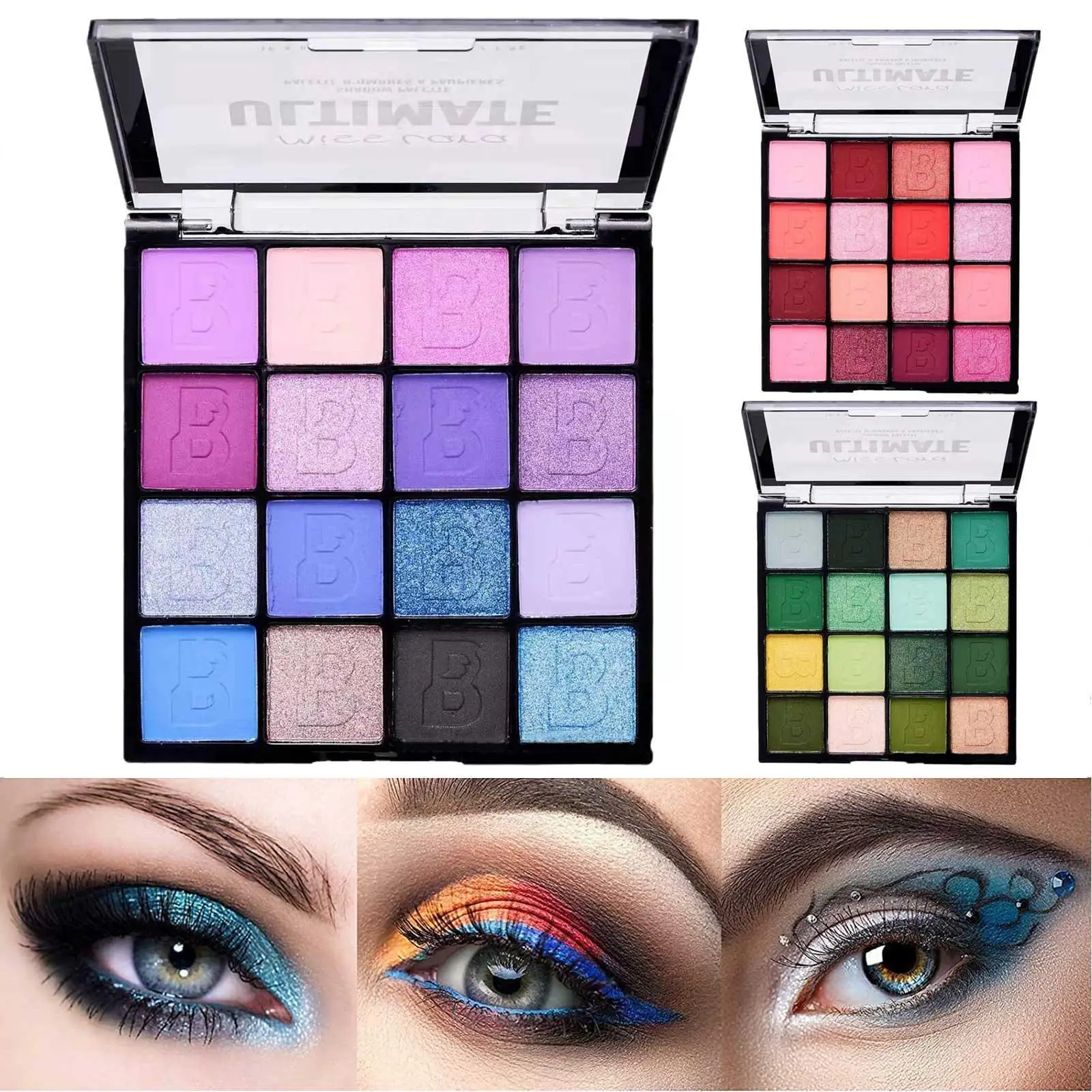 Palette de fards à barrage imperméables, 16 couleurs, fard à barrage scintillant, maquillage durable, cosmétiques en marbre, longue tenue, offres spéciales, 256, J0Z5