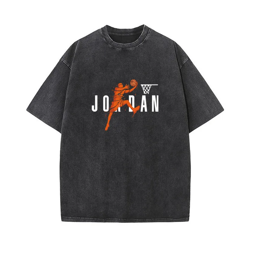

Men Washed Vintage T-Shirt JO DAN Printed Street Hip Hop Retro Punk T Shirt Harajuku Cotton Short Sleeve TShirts top Women Tees