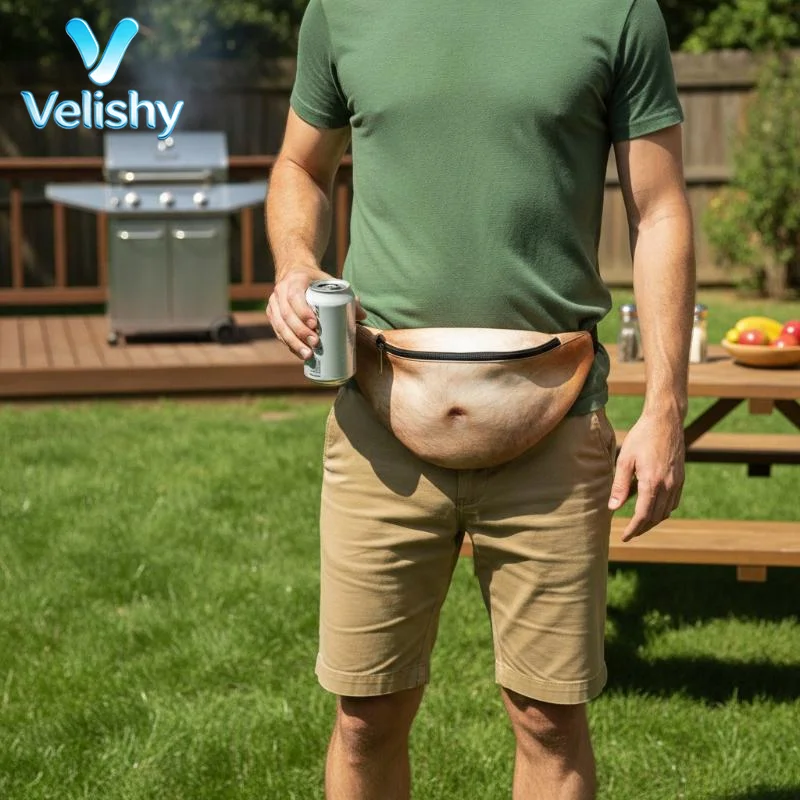 Novelty Realistic Dad Bod Fanny Pack With Hidden Pocket Funny Large Capacity Waist Bag For Halloween Party Prank Daily Storage