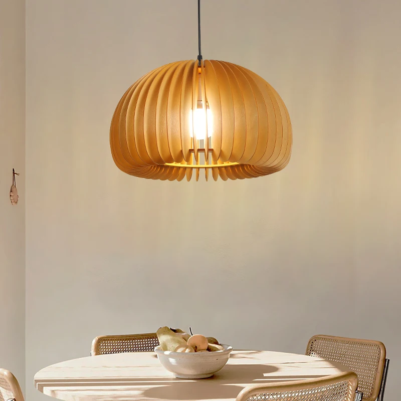 Grand View Garden Restaurant Chandelier Japanese Retro  Bedroom  Table Light  Creative  Homestayers Log Wind Jack-o '-lantern