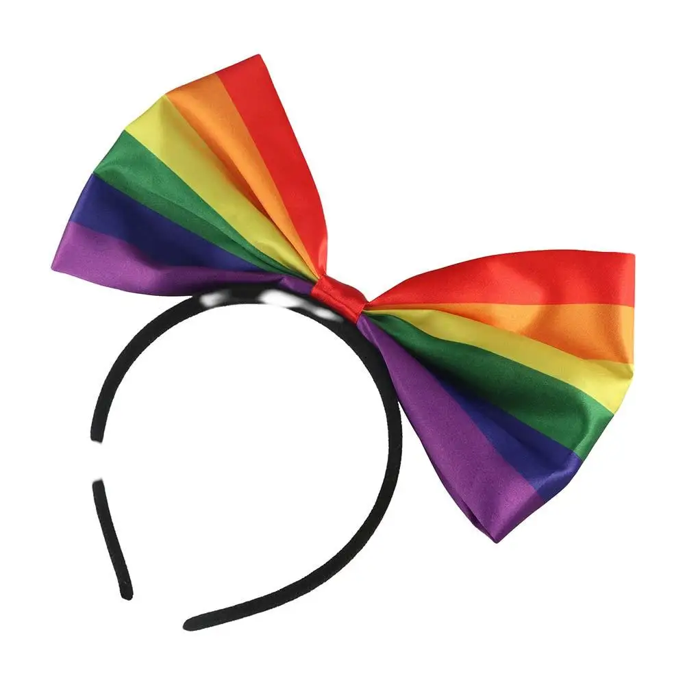 

Colorful Rainbow Bowknot Hair Hoop Fabric Art Pride Day Rainbow Bow Headband Beautiful Soft Party Head Hoop Women Girls