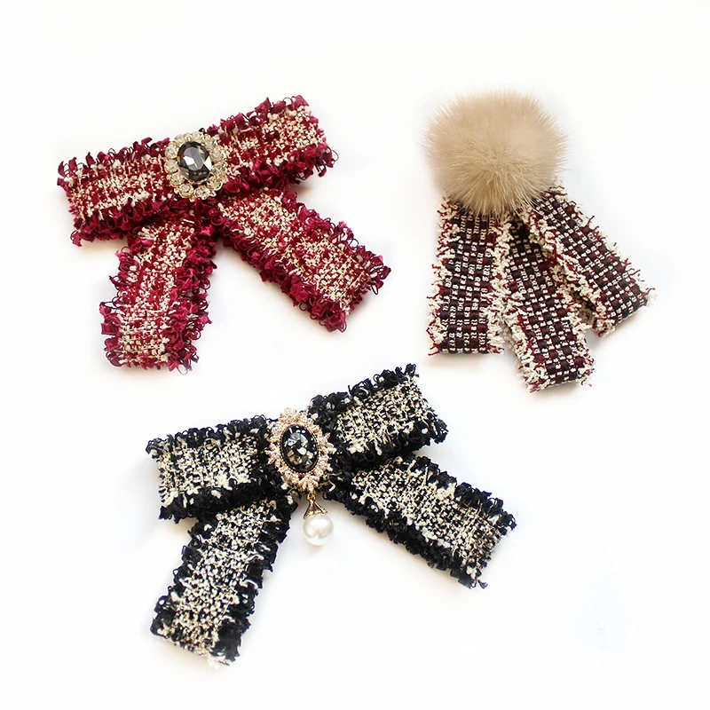Luxury Rhinestone Bow Tie Japanese Style Women's Temperament Socialite Small Fragrance Style Bowkont Shirt Skirt Collar Flowers